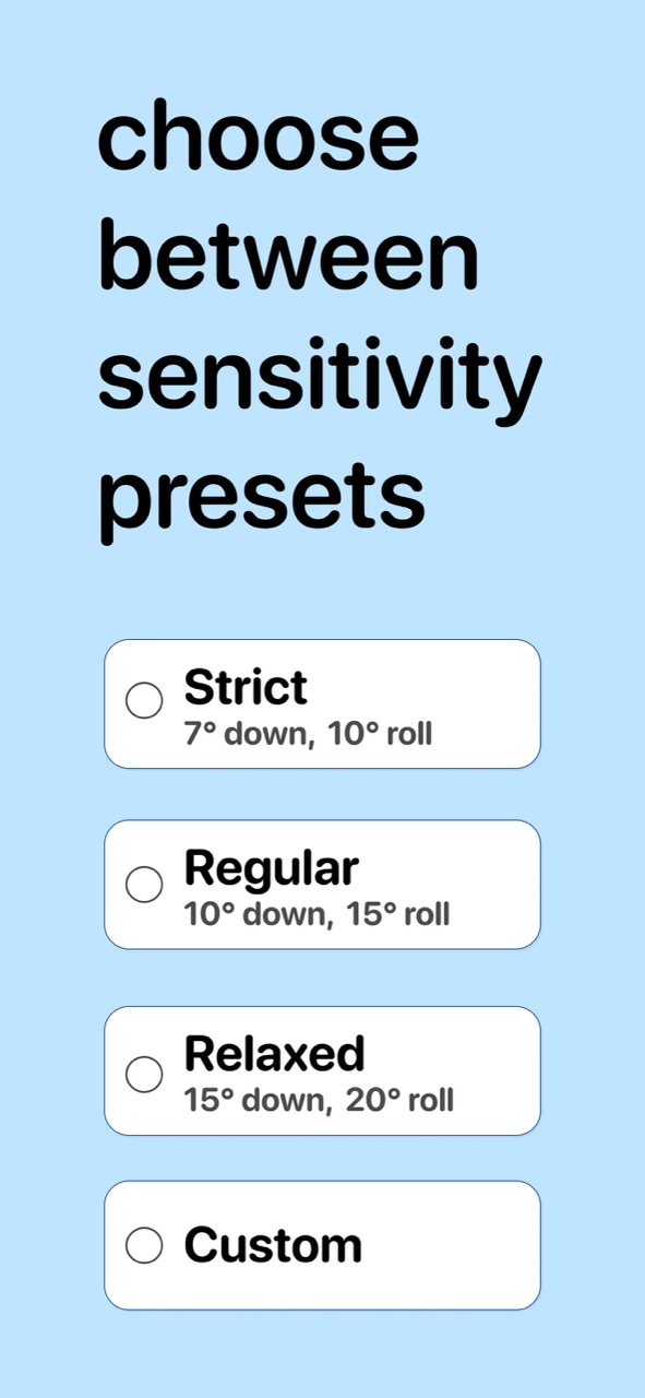 choose between sensitivity presets