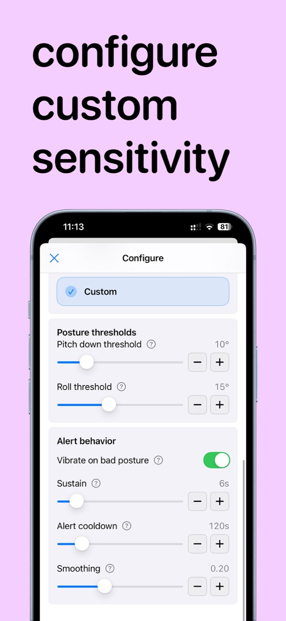 configure custom sensitivity